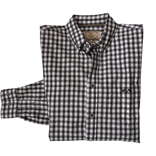 Logan Long Sleeve Shirt - White/Charcoal Check