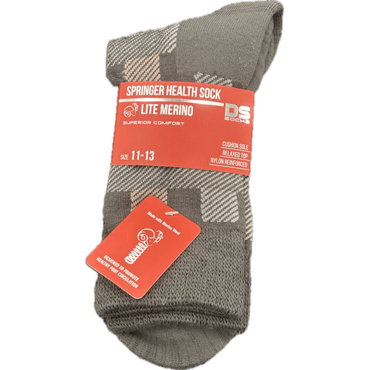 Springer Merino Blend Health Sock - Plaid Bark