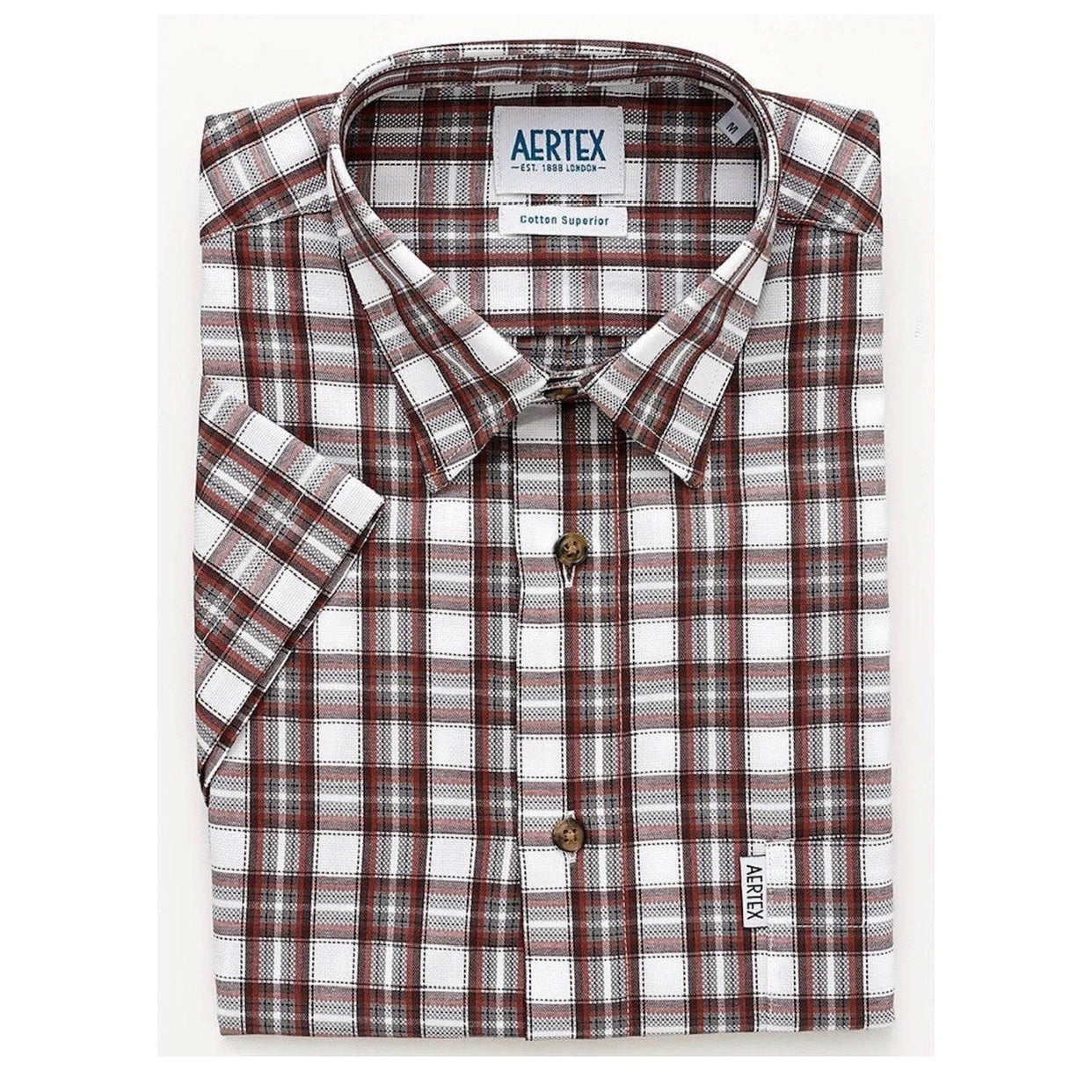 Aertex Short Sleeve Shirt - Chocolate/Bronze/White