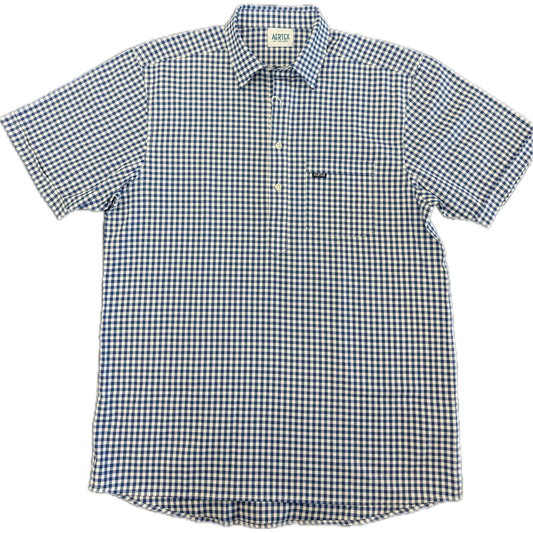 Aertex Short Sleeve Shirt - Cobalt Blue/White
