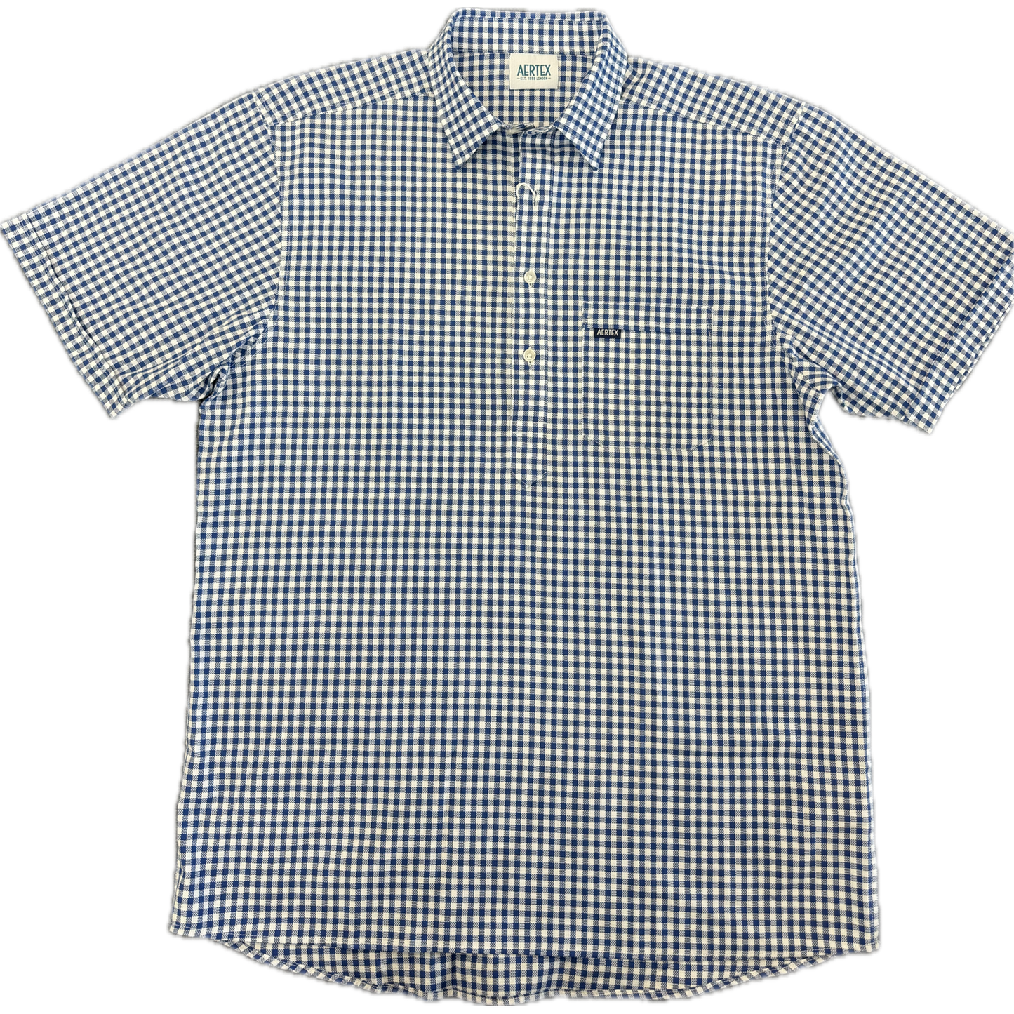 Aertex Short Sleeve Shirt - Cobalt Blue/White