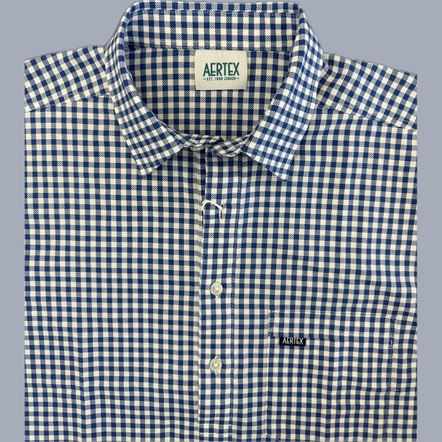Aertex Short Sleeve Shirt - Cobalt Blue/White