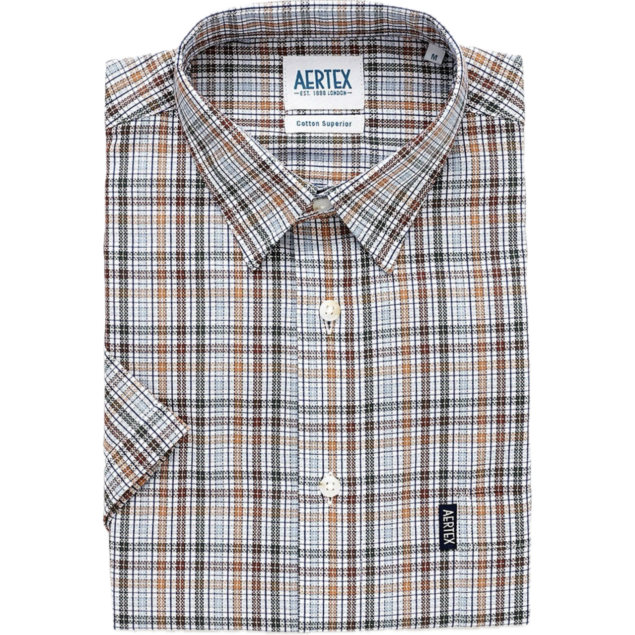 Aertex Short Sleeve Shirt - Sage/Natural/White