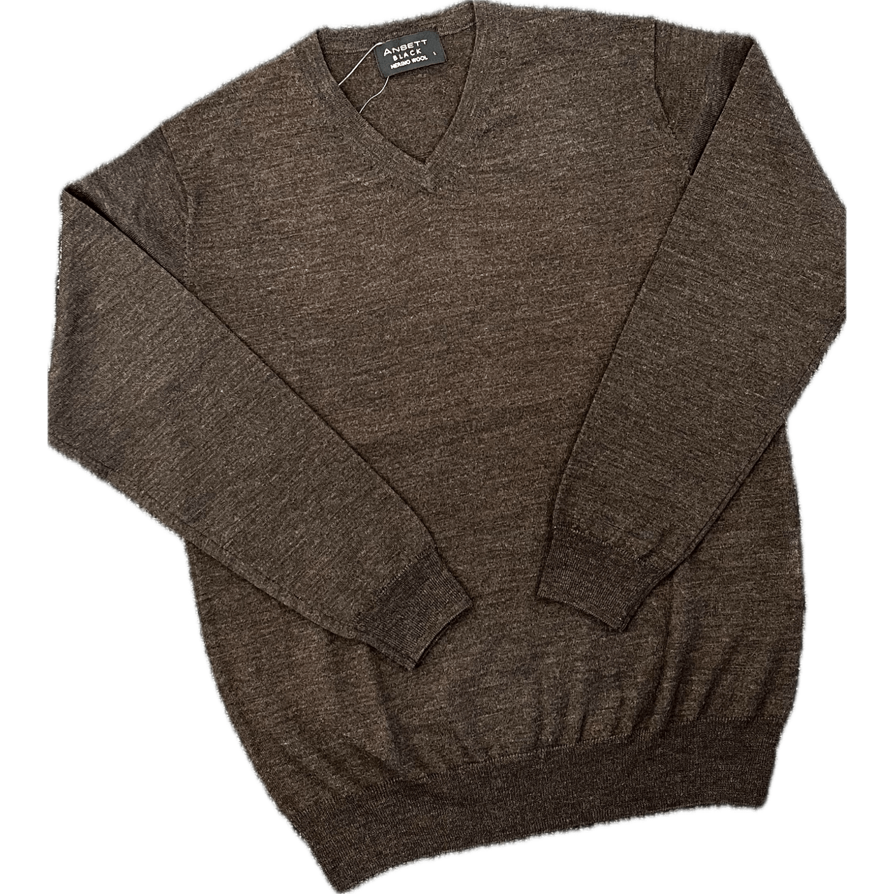 Ansett V Neck Fine Merino Wool Jersey - Coffee