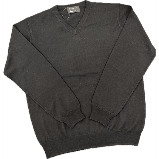 Ansett V Neck Fine Merino Wool Jersey - Black
