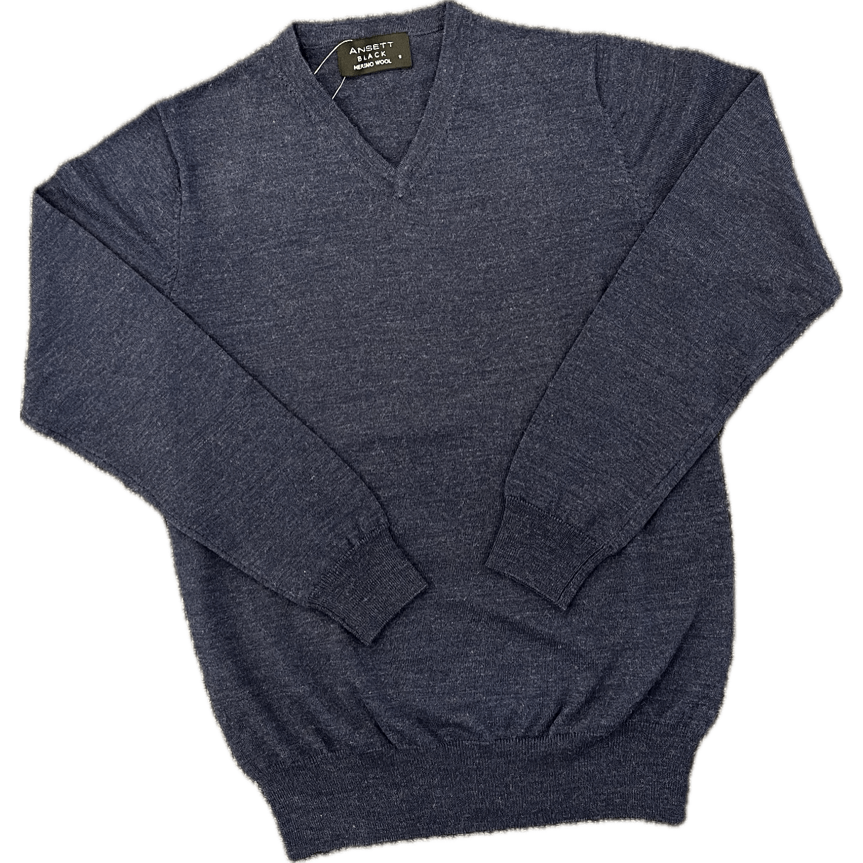 Ansett V Neck Fine Merino Wool Jersey - Denim