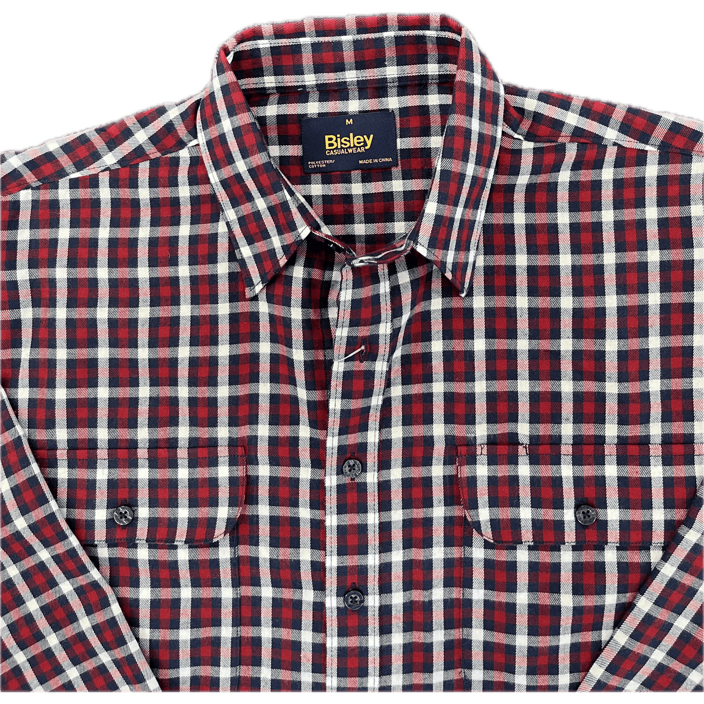 Bisley Flannelette Long Sleeve Shirt - Wine/Navy Check