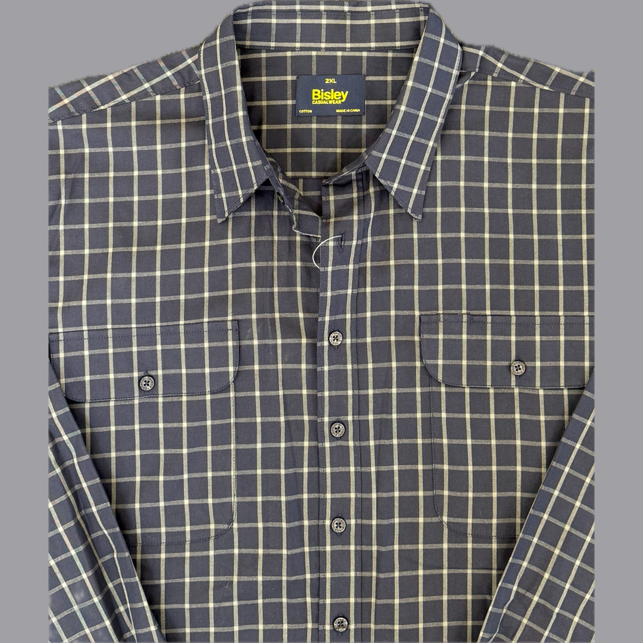 Bisley Long Sleeve Shirt - Navy/Grey