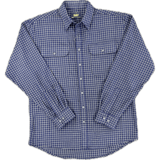 Bisley Flannelette Long Sleeve Shirt - Navy/Cream Check
