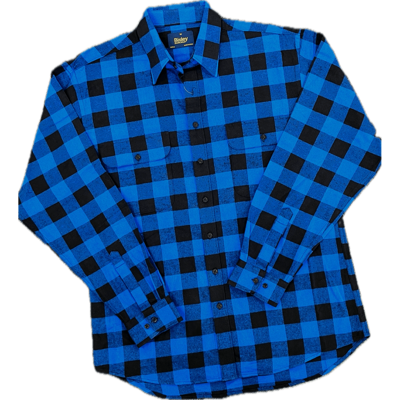 Bisley Flannelette Long Sleeve Shirt - Royal/Black Check