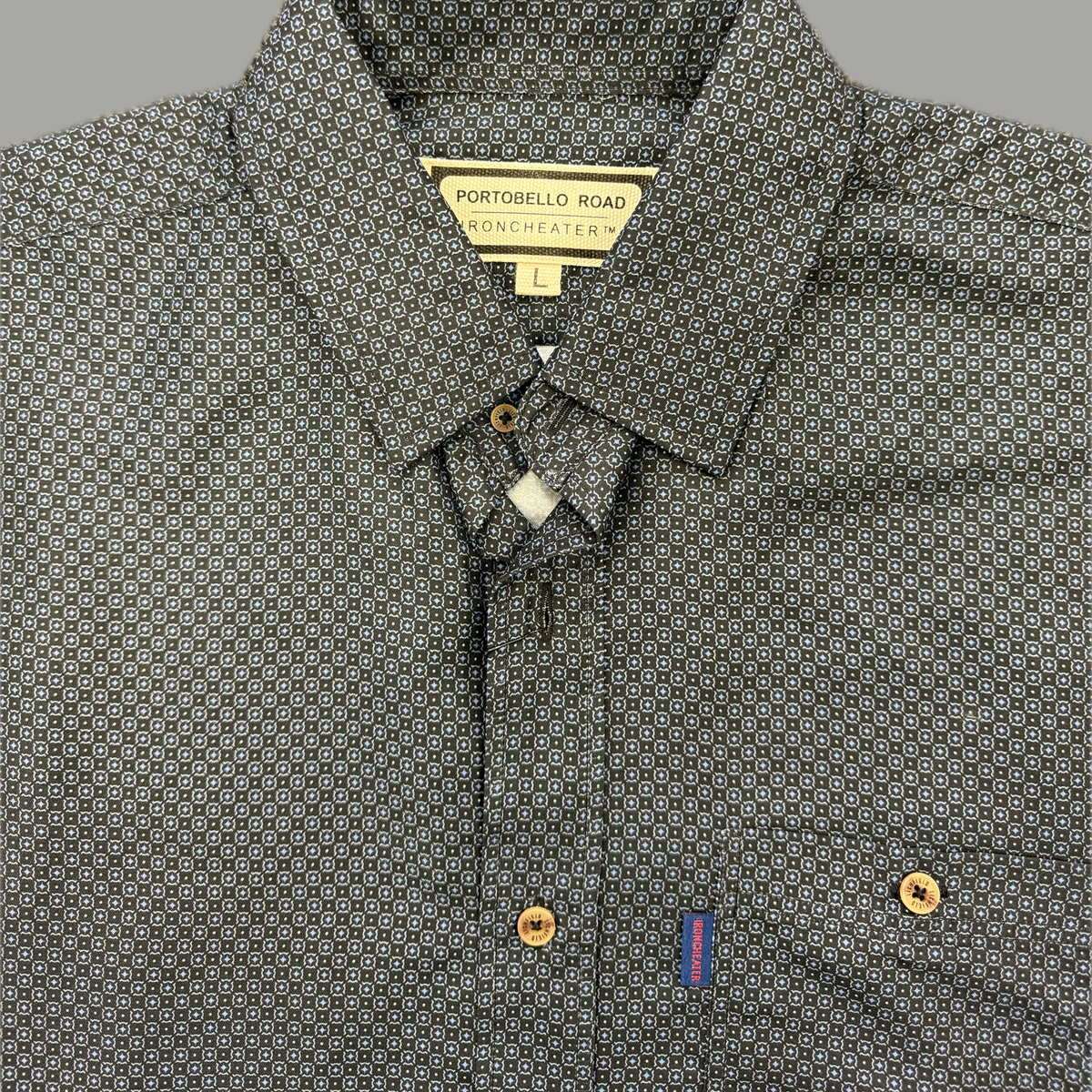 Portobello Road 'Ironcheater' Short Sleeve Shirt - Black/Denim
