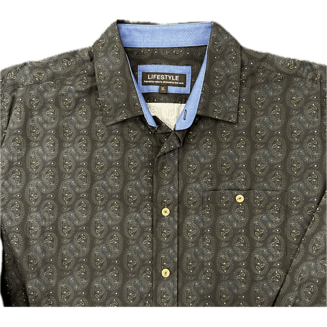 Lichfield Long Sleeve Shirt - Liquorice Modern Paisley