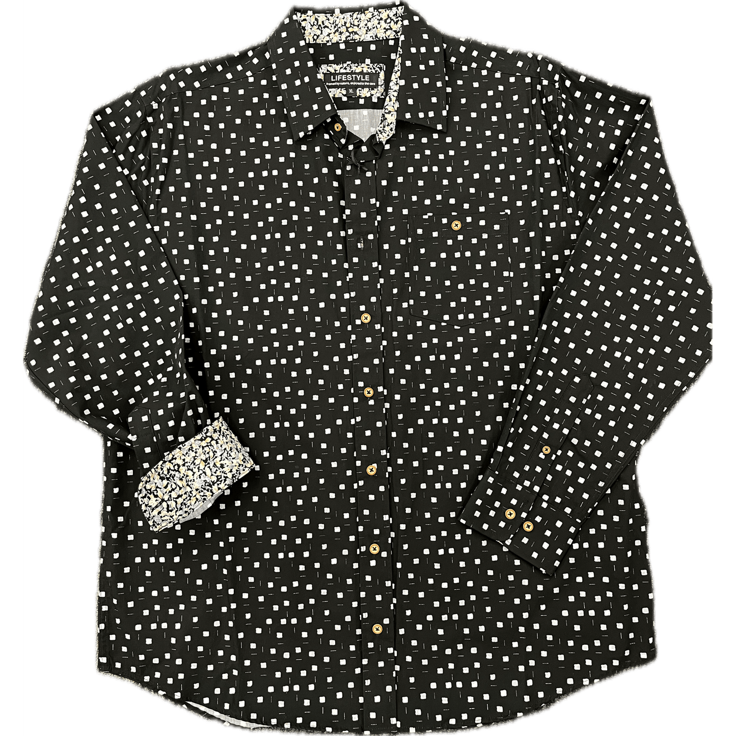 Lichfield Lifestyle Long Sleeved Shirt - Black/White Squares