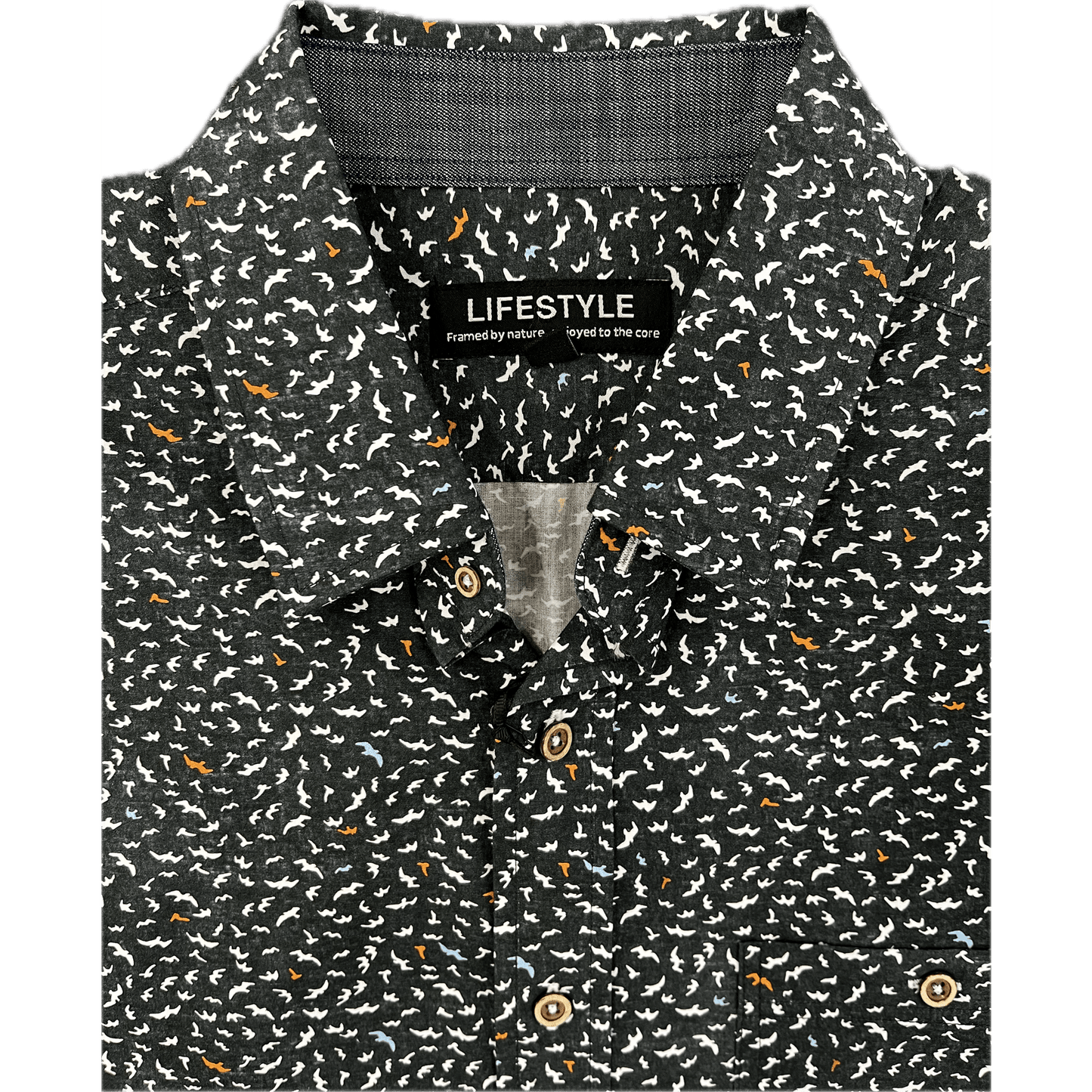 Lichfield Lifestyle Long Sleeve Shirt - Petrol Bird Print