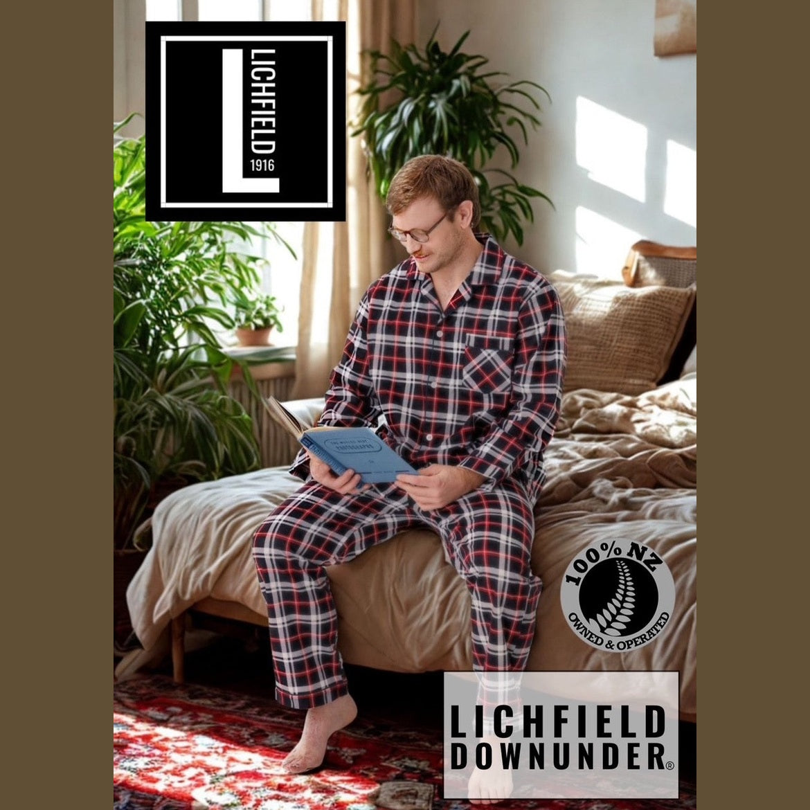 Lichfield 'Down Under' Pyjamas - Black/Red/White
