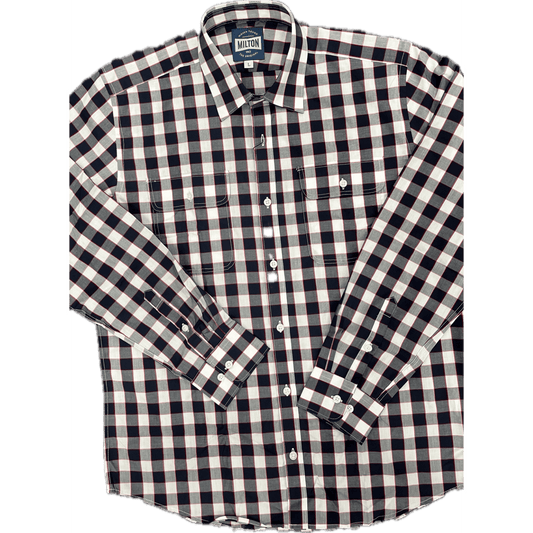 Milton Long Sleeve Shirt - Navy White