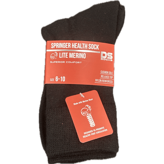Springer Merino Blend Health Sock - Plain Black