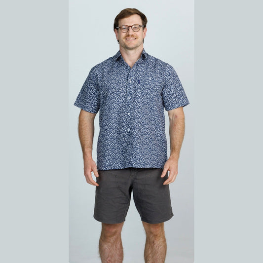 Portobello Road Ironcheater Short Sleeve Shirt - Denim/Cream