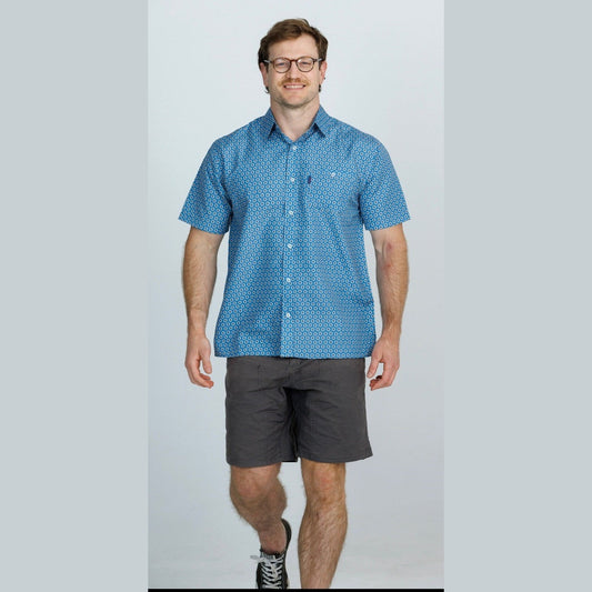 Portobello Road Ironcheater Short Sleeve Shirt - Mid Blue