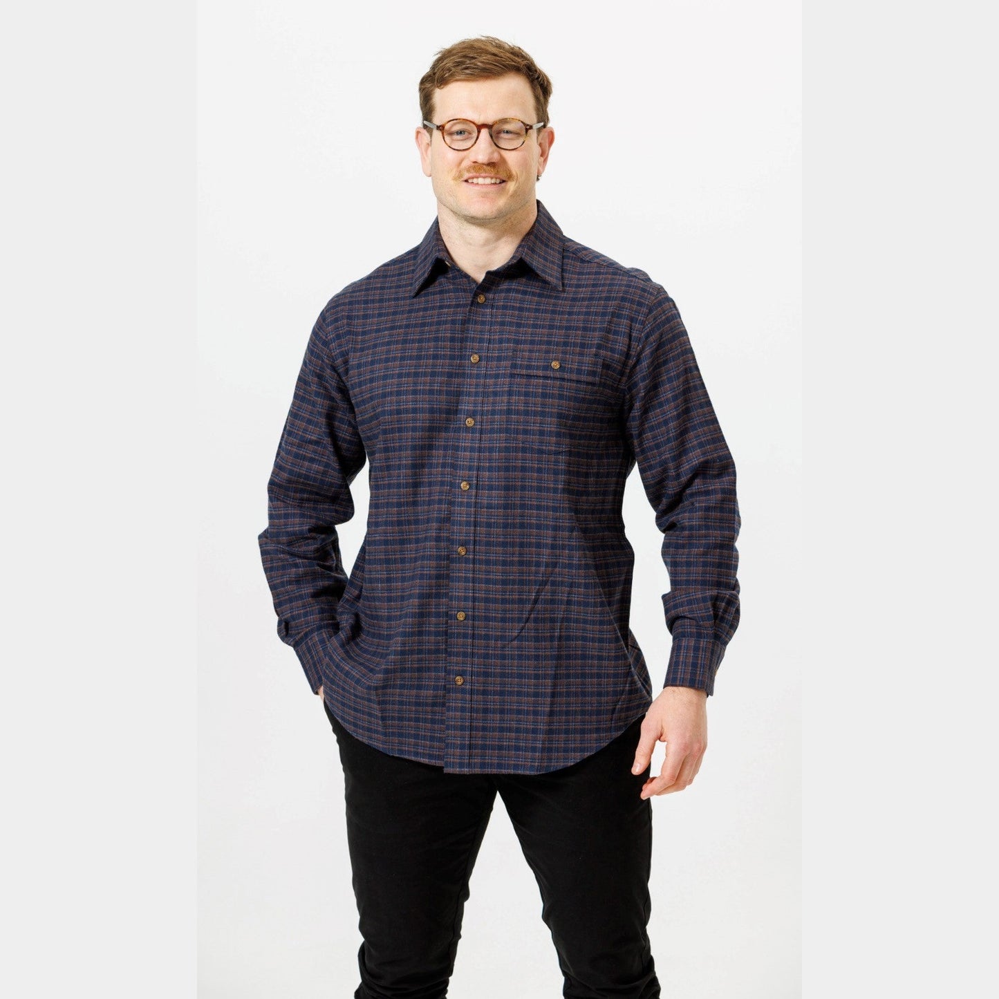 Vonnella Long Sleeve Shirt - Dark Brick/Navy