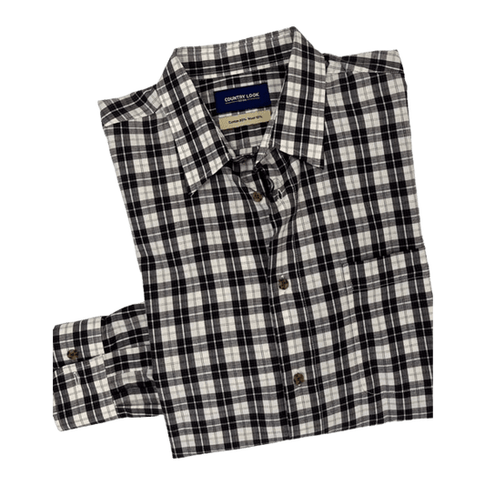 Country Look Lanella Long Sleeve Shirt - Wine/Charcoal