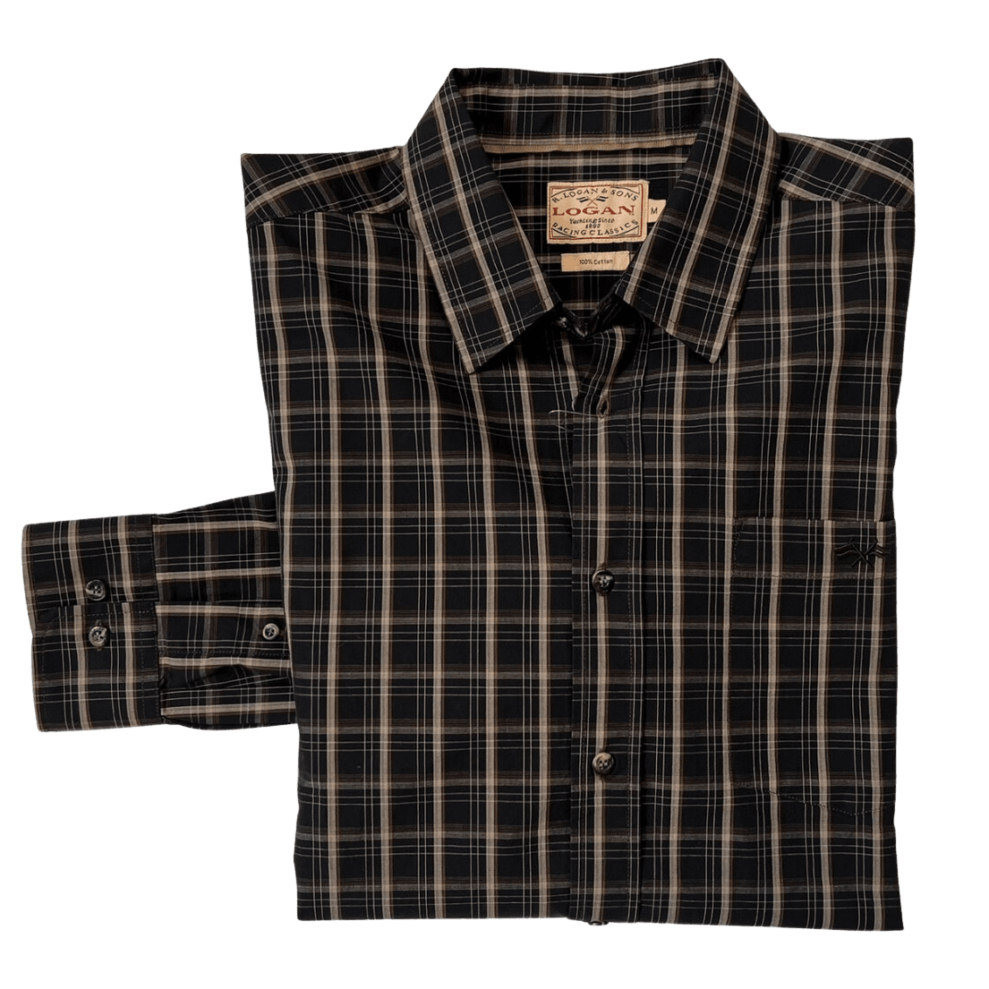 Logan Long Sleeve Shirt - Black/Taupe Check