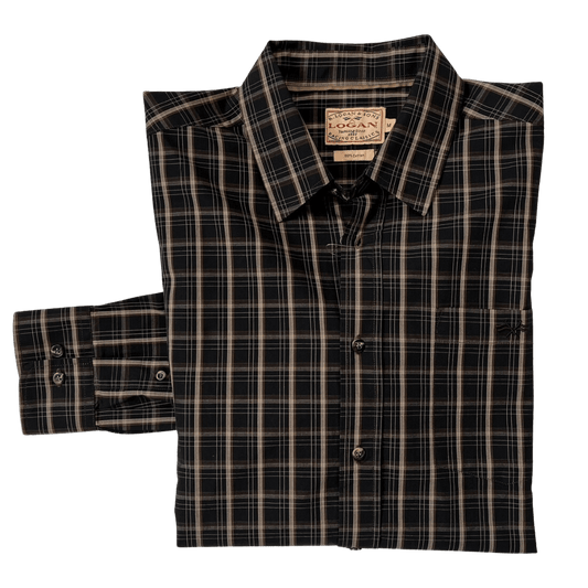 Logan Long Sleeve Shirt - Black/Taupe Check