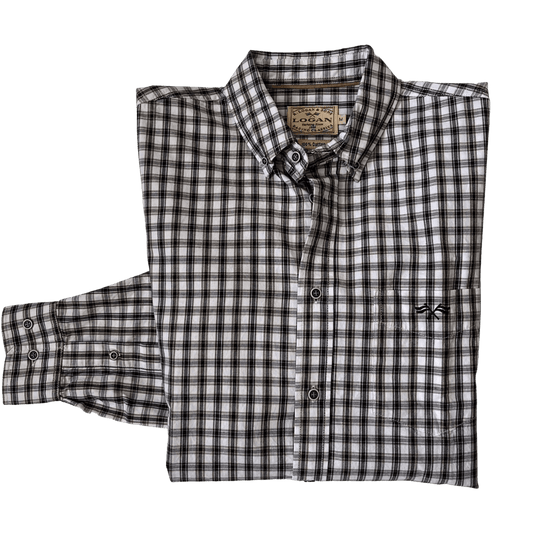 Logan Long Sleeve Shirt - White/Charcoal Check