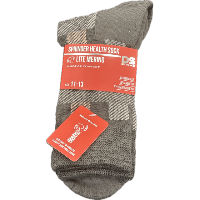 Springer Merino Blend Health Sock - Plaid Bark