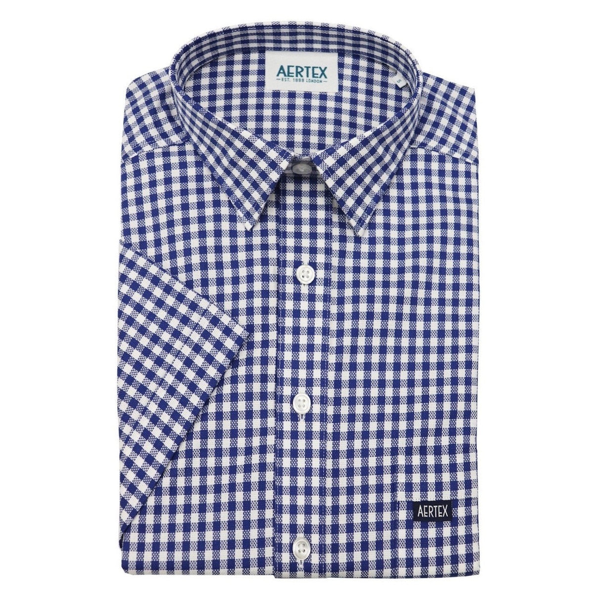 Aertex Short Sleeve Shirt - Cobalt Blue/White