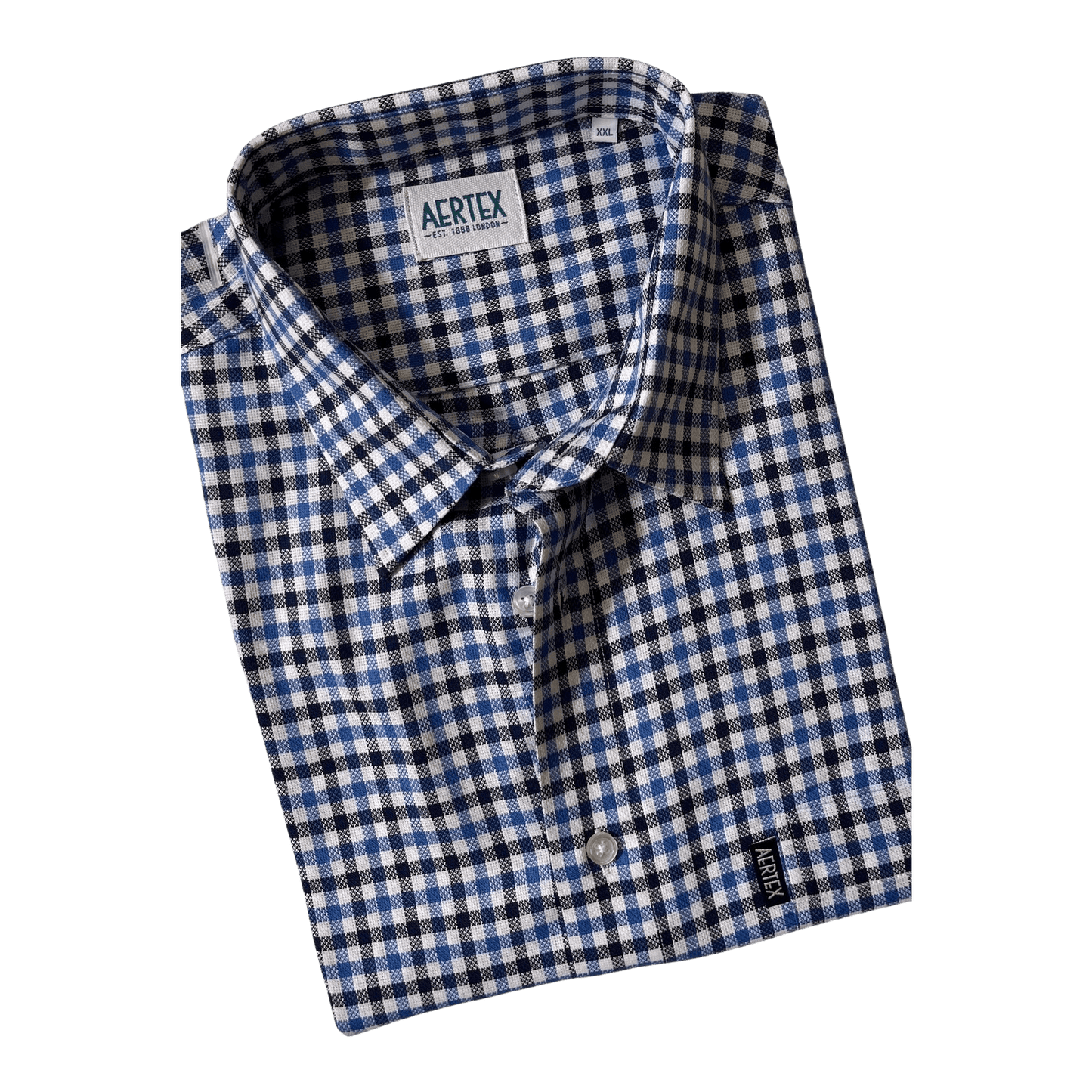 Aertex Short Sleeve Gingham Check - Cobalt