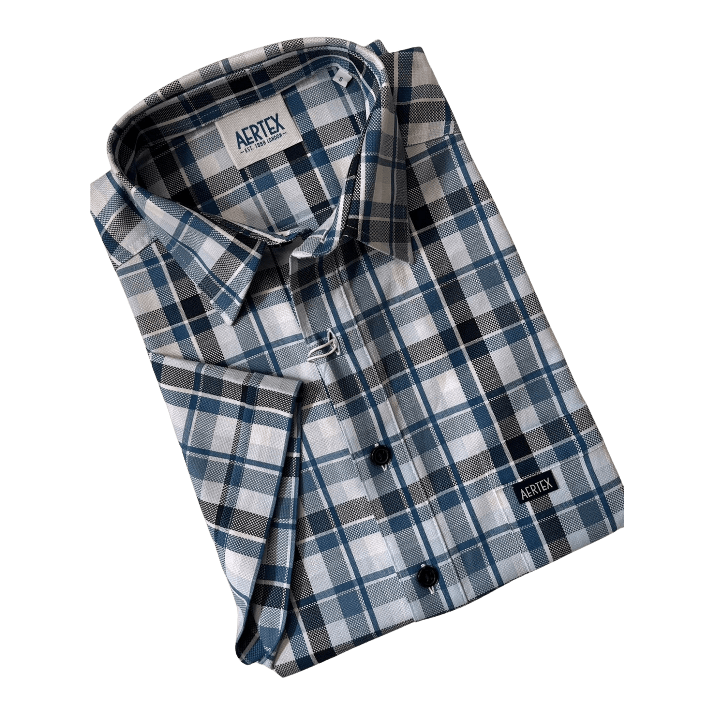 Aertex Short Sleeve Check - Denim