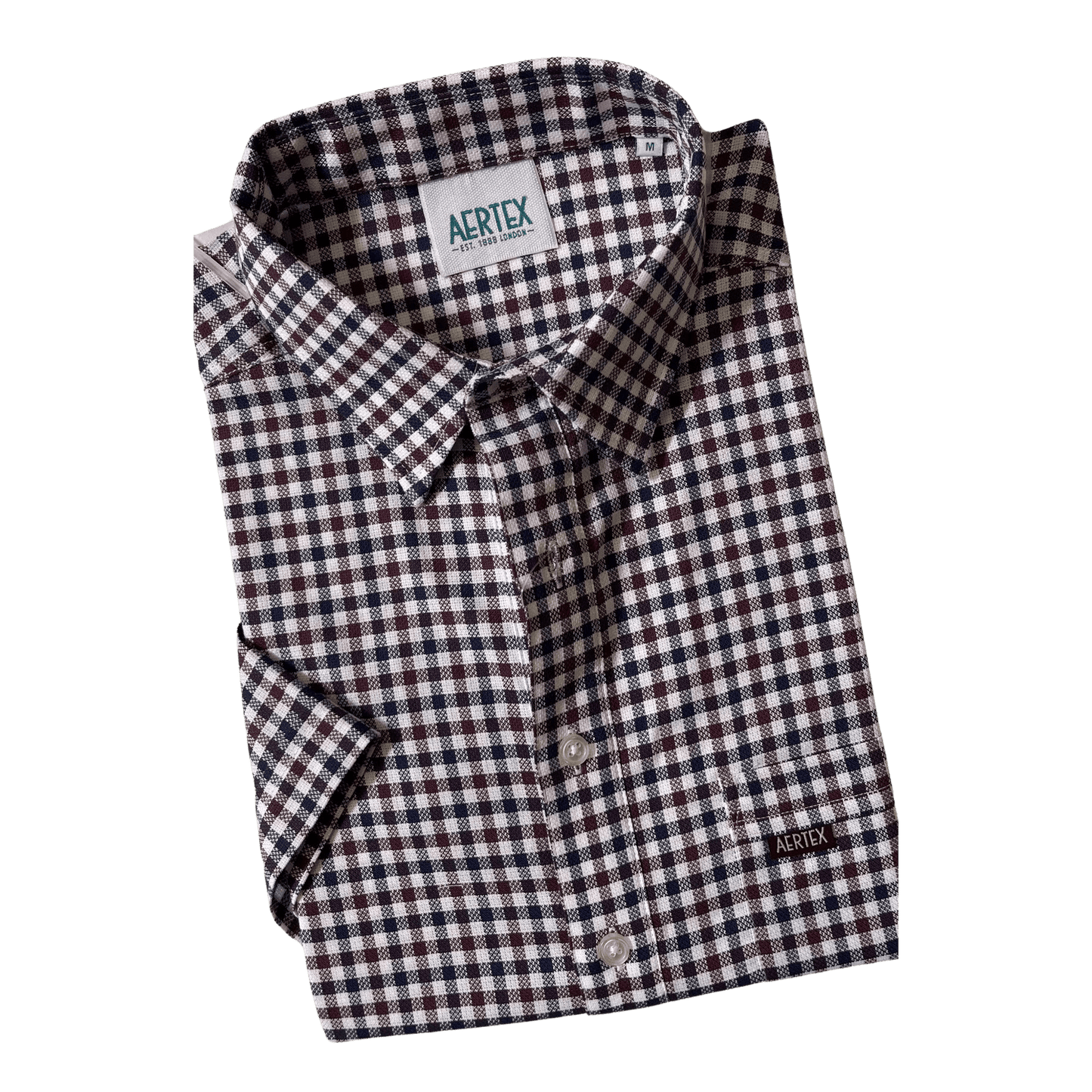 Aertex Short Sleeve Gingham Check - Wine