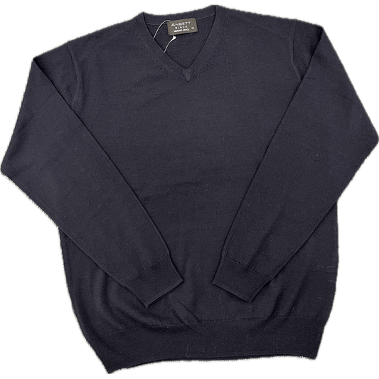 Ansett V Neck Fine Merino Wool Jersey - Navy