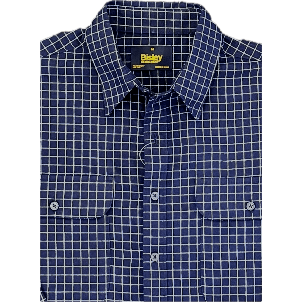 Bisley Long Sleeve Flannelette Shirt - Navy/Cream Check