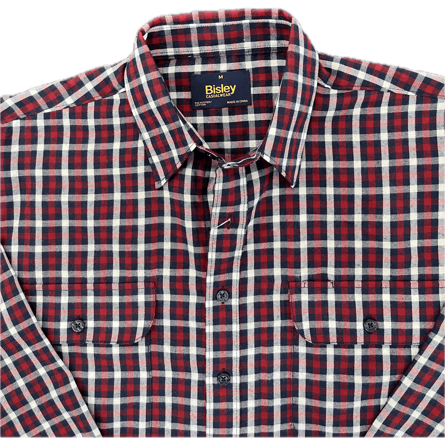 Bisley Long Sleeve Flannelette Shirt - Wine/Navy Check