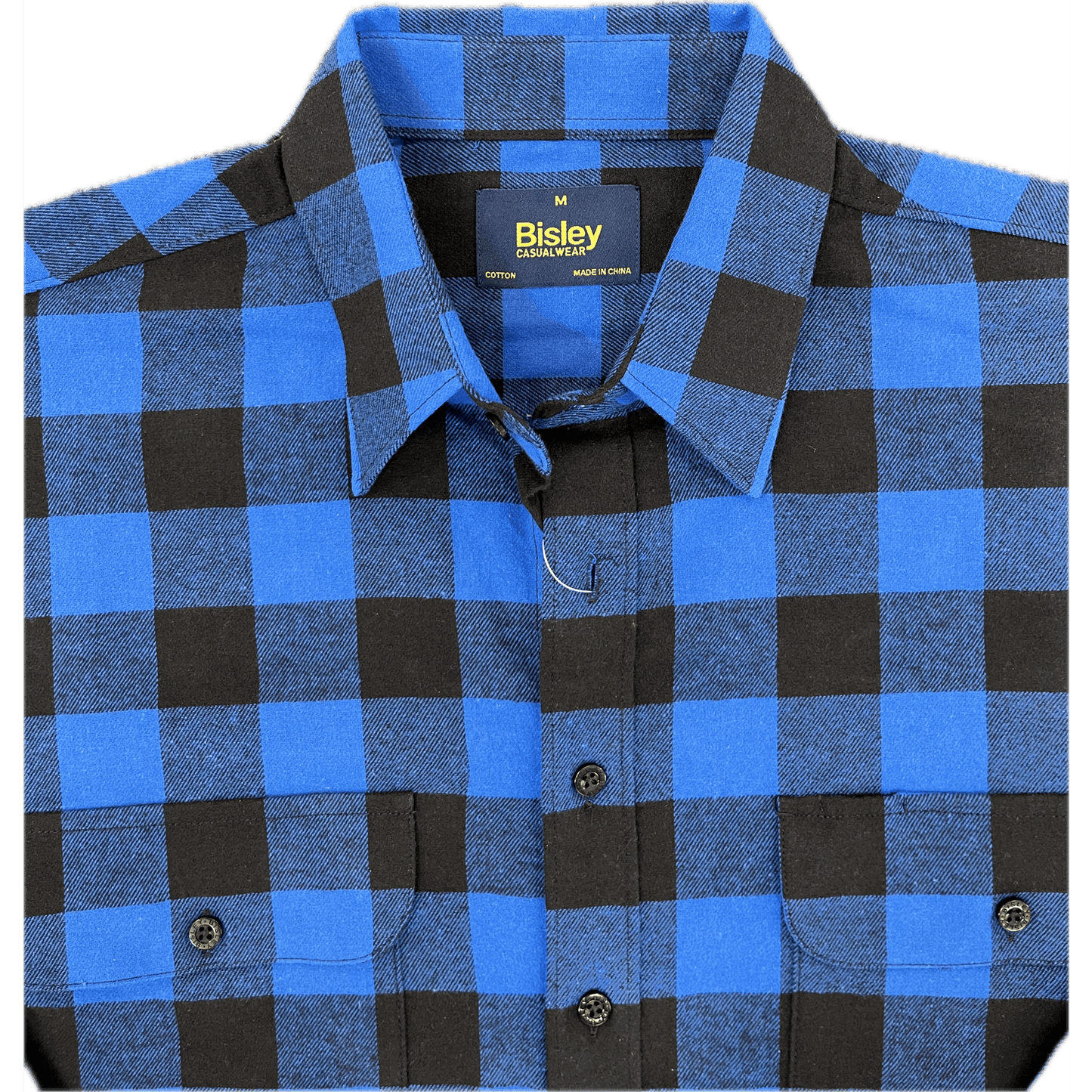 Bisley Cotton Flannelette Long Sleeve Shirt - Royal/Black Check