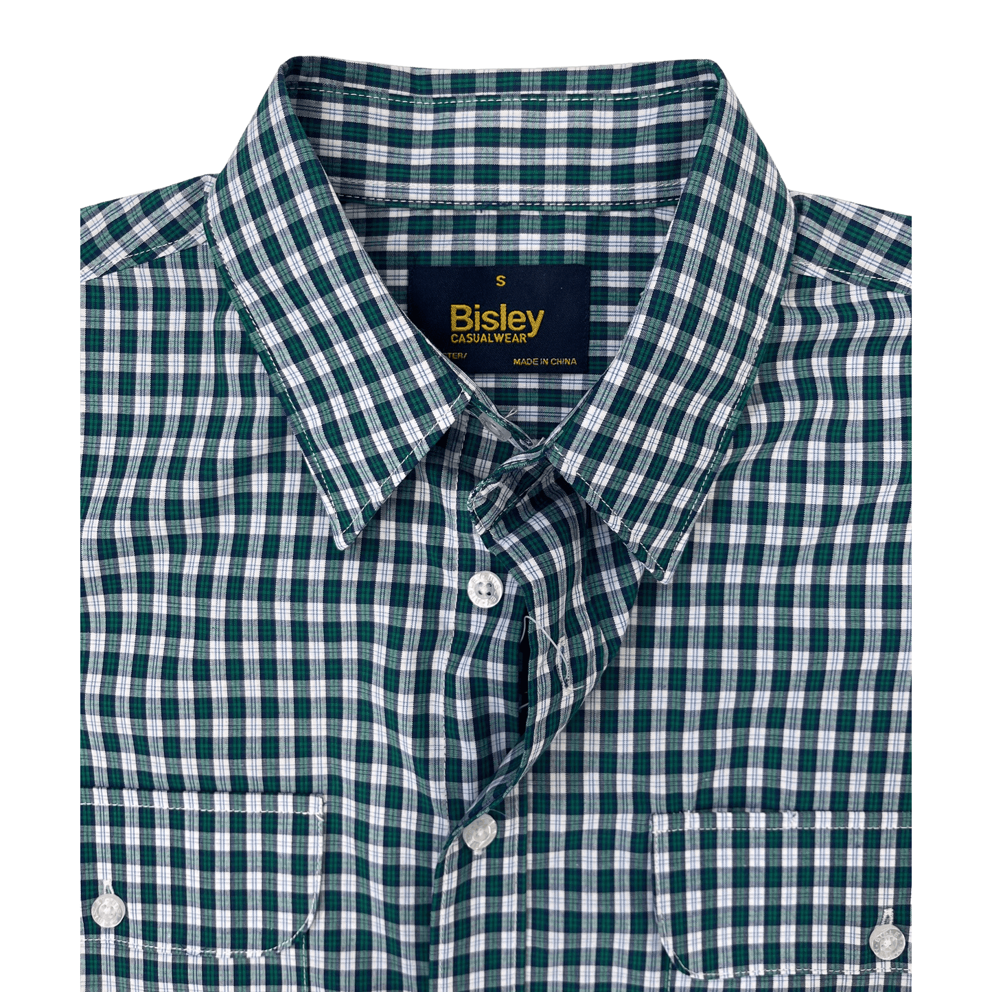 Bisley Long Sleeve Shirt - Small Check Blue/Green