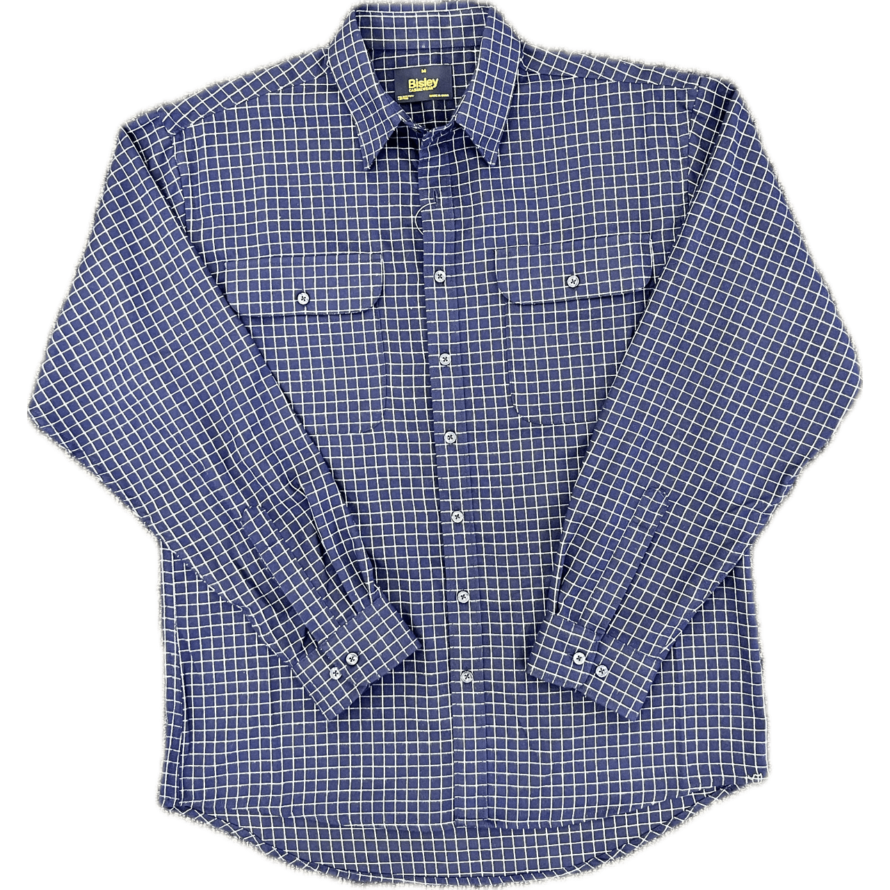 Bisley Long Sleeve Flannelette Shirt - Navy/Cream Check