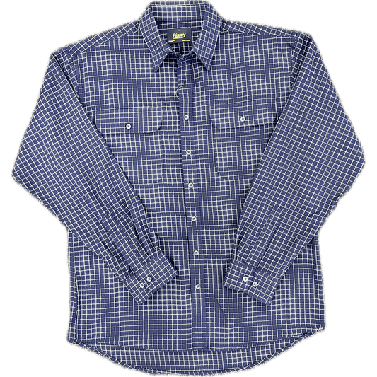 Bisley Long Sleeve Flannelette Shirt - Navy/Cream Check