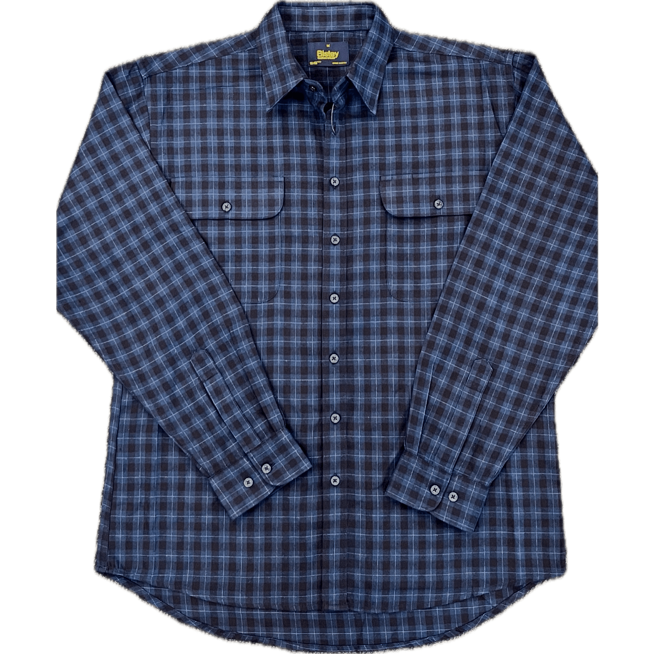 Bisley Flannelette Long Sleeve Shirt - Navy/Denim Check