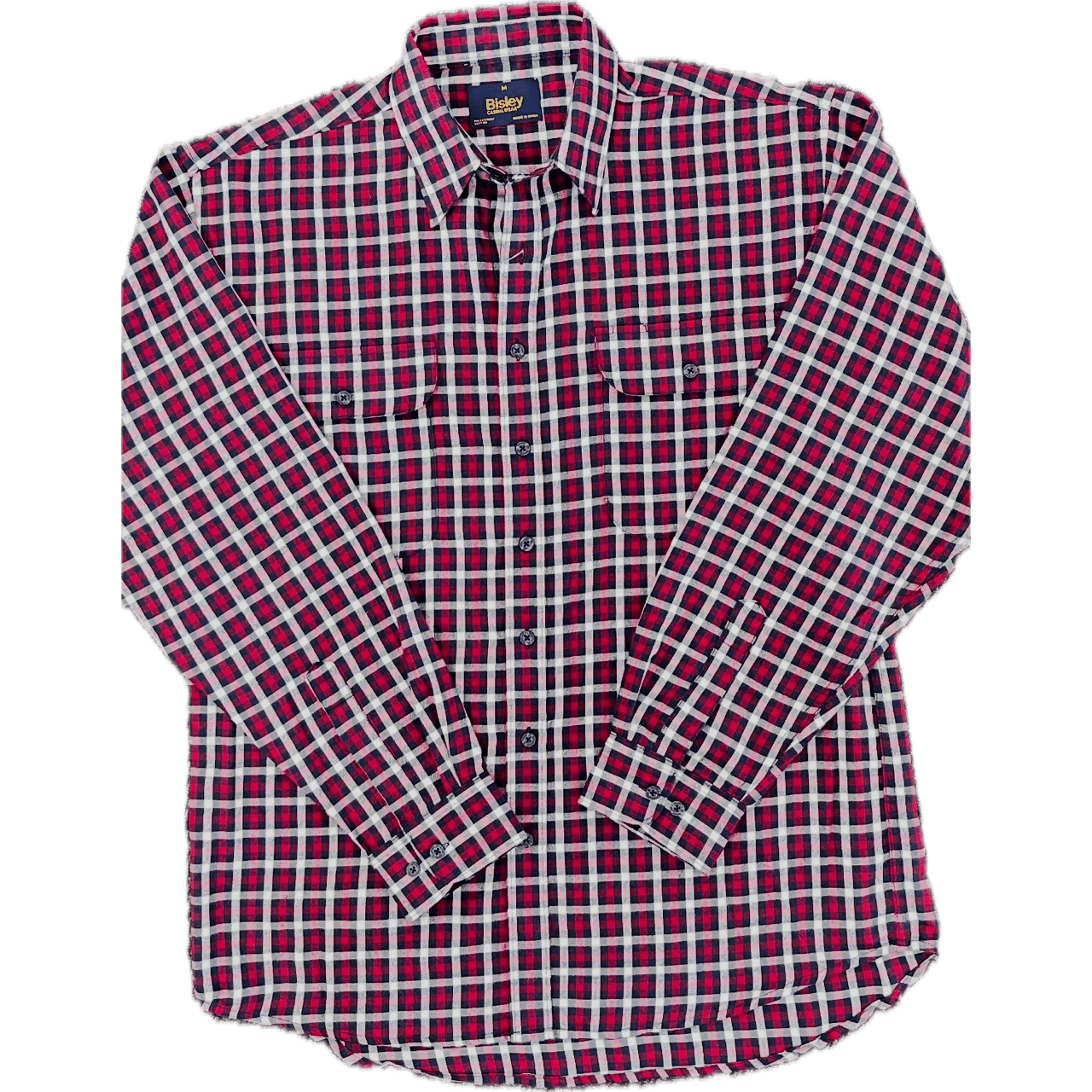 Bisley Long Sleeve Flannelette Shirt - Wine/Navy Check