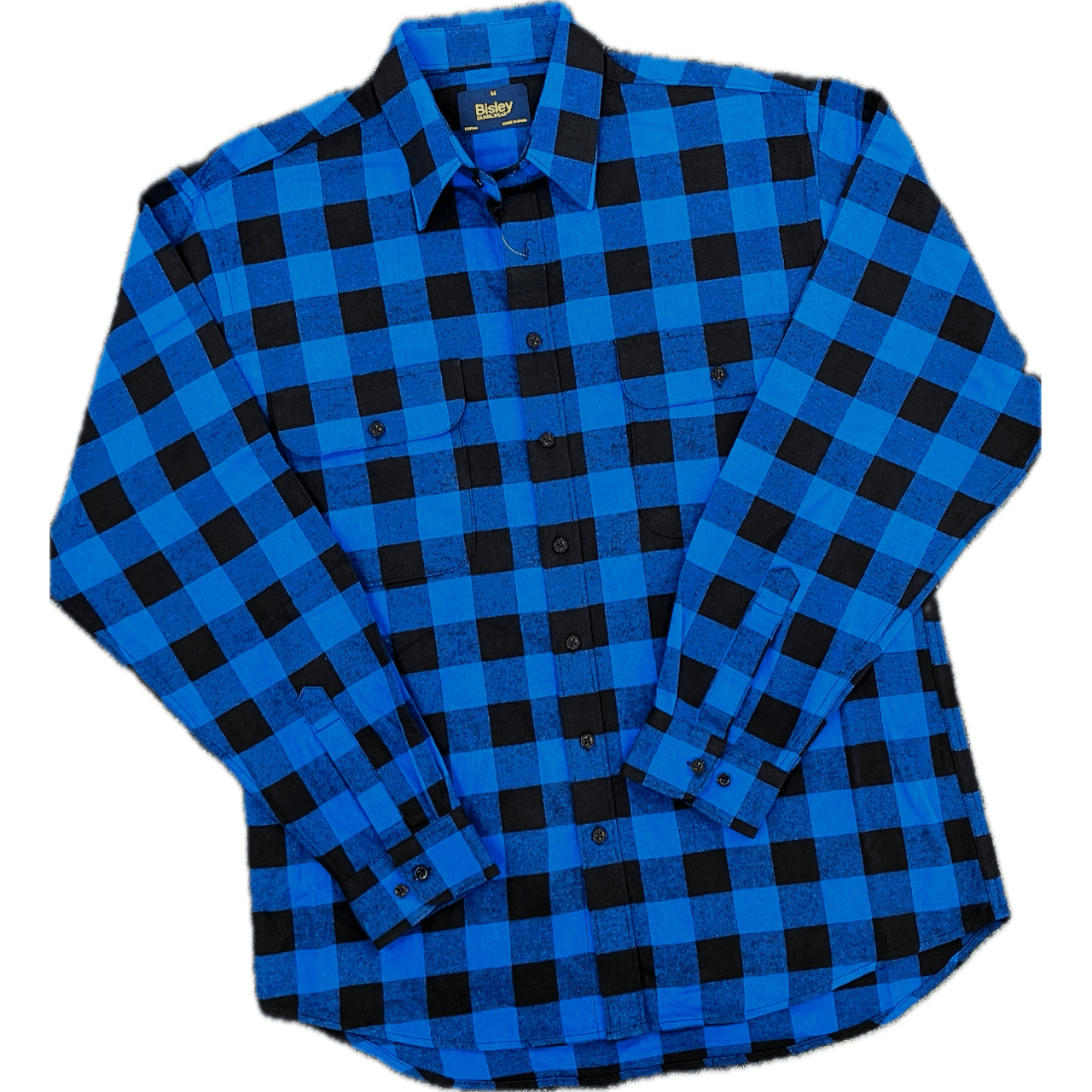 Bisley Cotton Flannelette Long Sleeve Shirt - Royal/Black Check