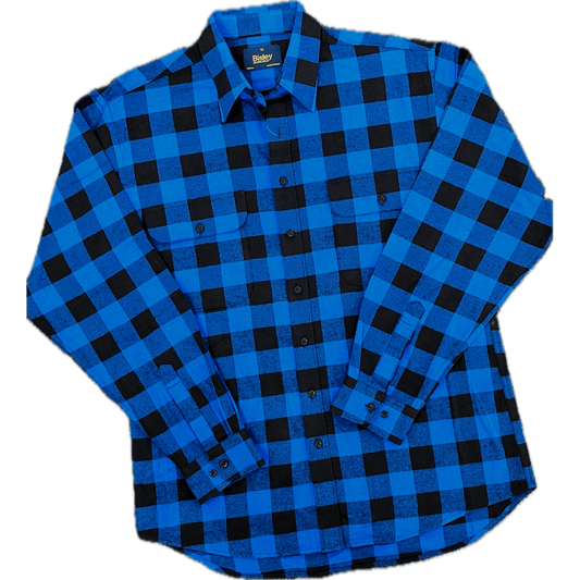 Bisley Cotton Flannelette Long Sleeve Shirt - Royal/Black Check