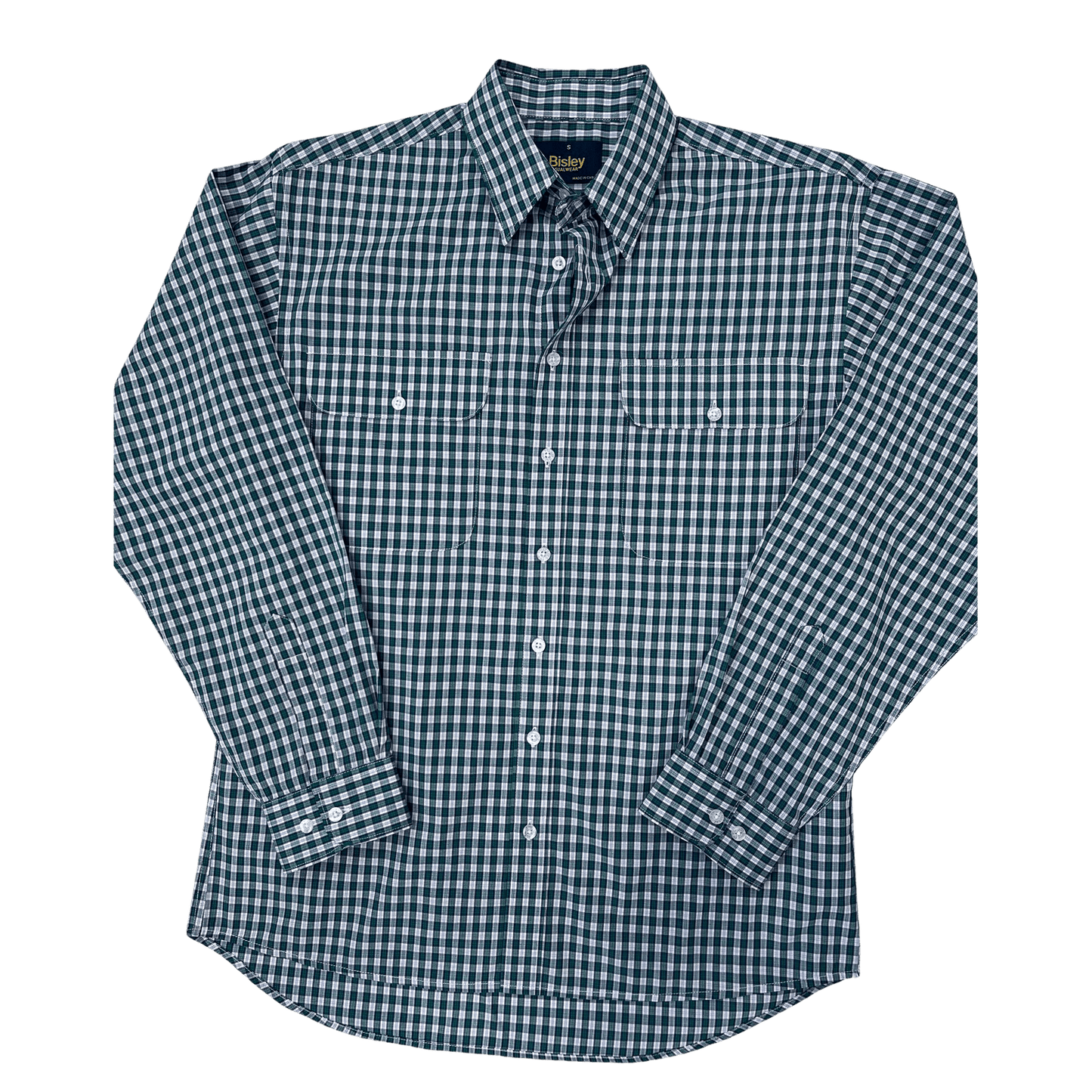 Bisley Long Sleeve Shirt - Small Check Blue/Green