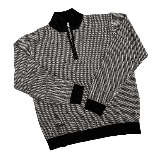 Blokes 1/4 Zip Jersey - Textured Black/Silver