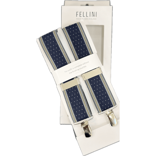 Fellini Men's Braces - Navy Spot