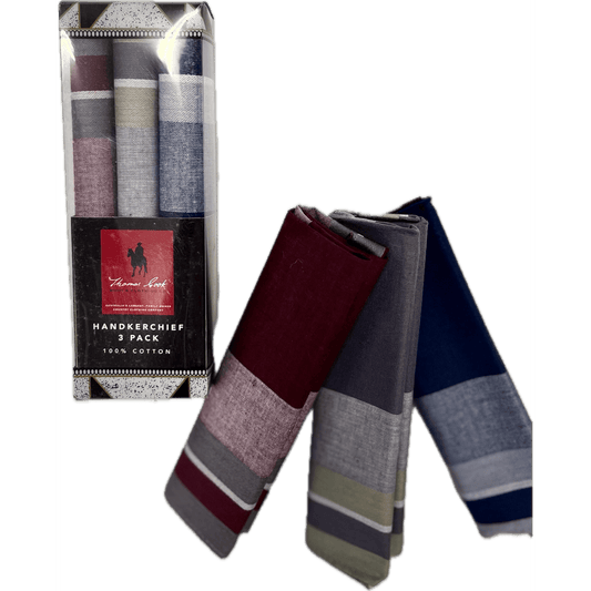 Three Pack Men's Handkerchiefs - Dark Tones