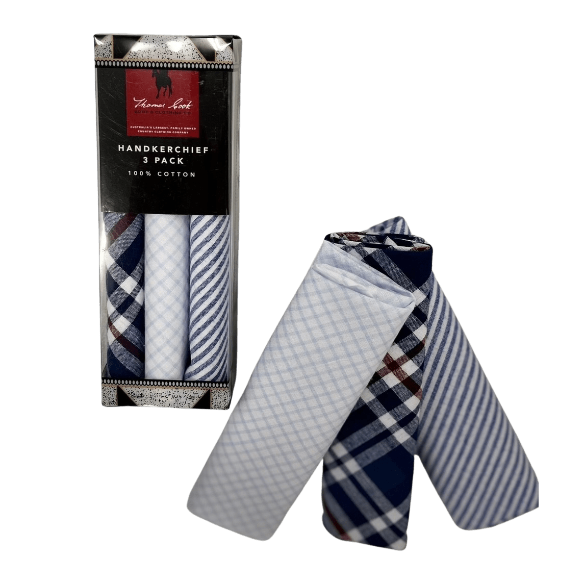 Three Pack Men's Handkerchiefs Mixed Checks and Stripes