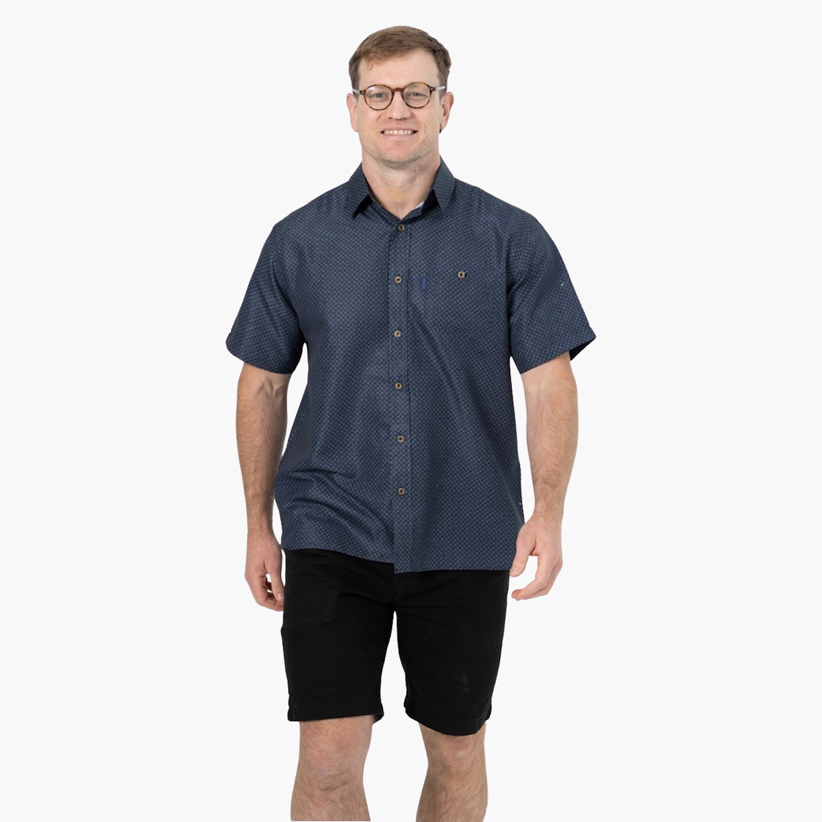 Portobello Road 'Ironcheater' Short Sleeve Shirt - Black/Denim